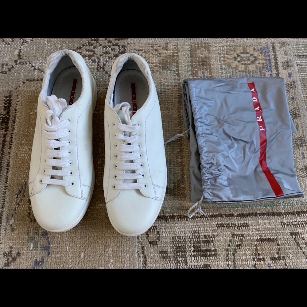 Prada Linea Rossa White Sneakers